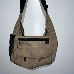 L.L. Bean Womens Beige Polyester Organizer Crossbody Shoulder Tote Messenger Bag